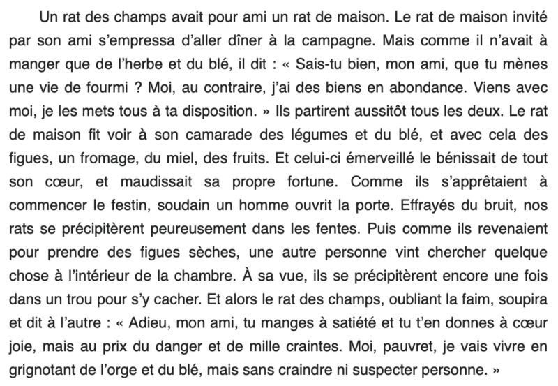 Le Rat Des Villes Et Le Rat Des Champs Texte